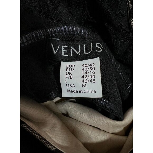 Venus Sz M Black Lace Long Sleeved Handkerchief Asymmetrical Hem Formal Dress - Picture 10 of 12